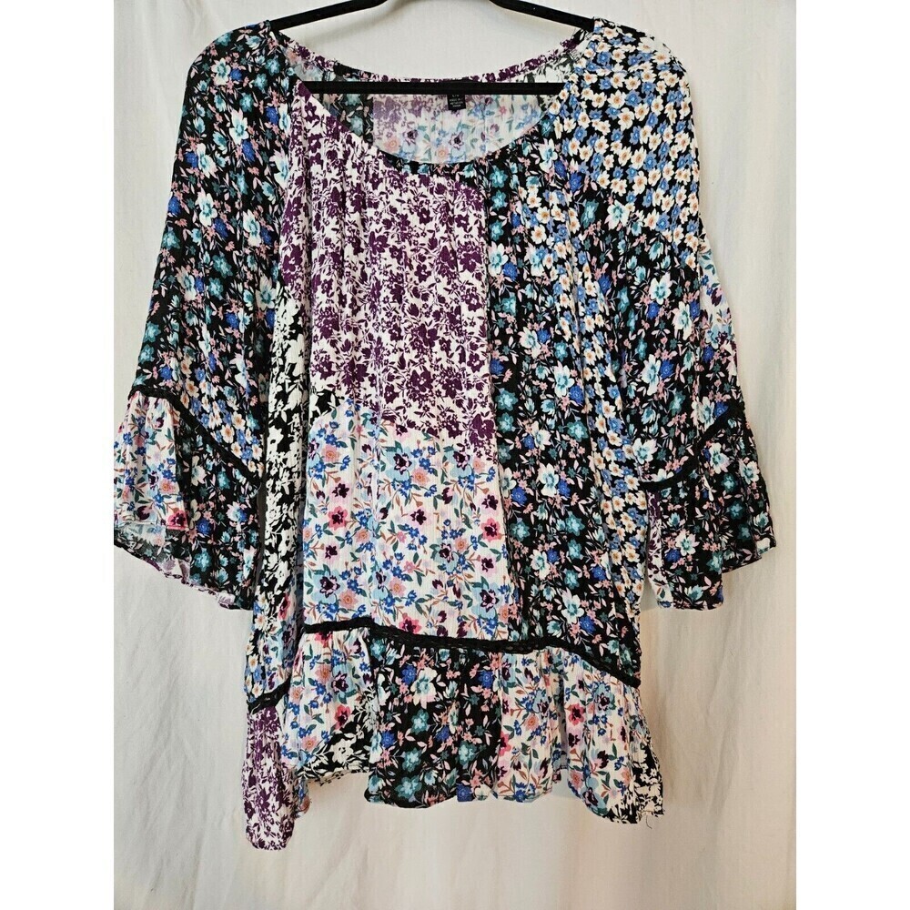 Zac & Rachel Woman‎ Patchwork Peasant Top - Size Large